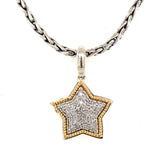 Sterling Silver and 14K Gold Diamond "Star" Pendant -17" Petite Weight
